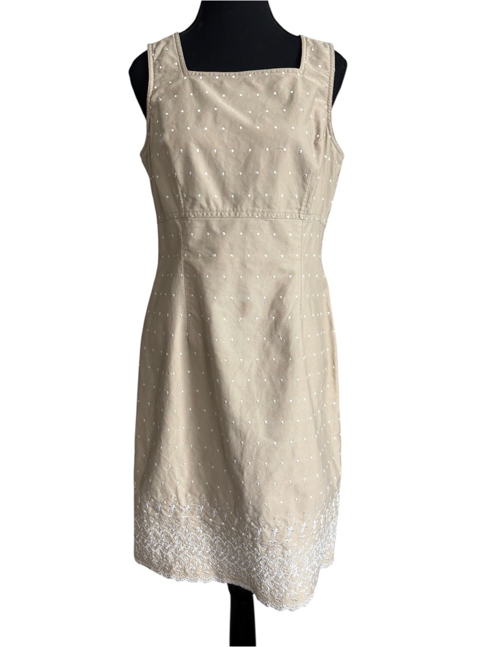 Vintage Liz Claiborne Embroidered Eyelet Midi Sheath Dress
